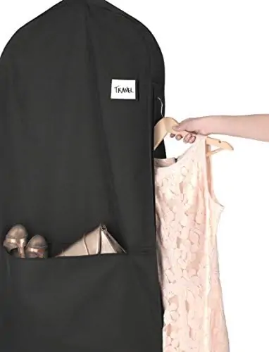 Whitmor Zippered Garment Bag with Pocket, Black - Image 3