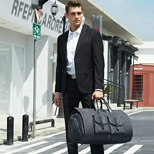 UNIQUEBELLA Carry-on Garment Bag Large Duffel Bag Suit Travel Bag Weekend Bag Flight Bag with Shoe Pouch for Men Women (Black) Age: Over 6 Years Old - Image 5