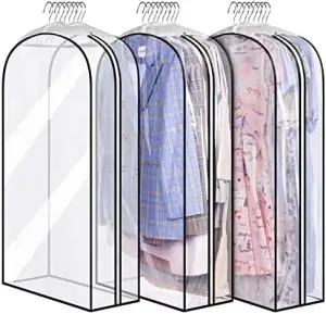 MISSLO 10" Gusseted All Clear Garment Bags , 40" Suit Bags for Closet Storage Hanging Clothes, Shirts, Coats, Dresses, 3 Packs