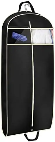 MISSLO 43" Gusseted Travel Garment Bag with Accessories Zipper Pocket Breathable Suit Garment Cover for Shirts Dresses Coats, Black