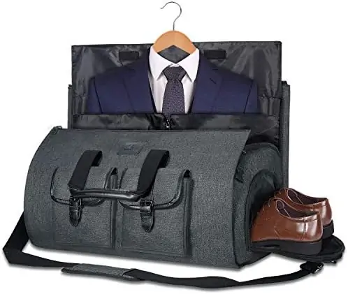 UNIQUEBELLA Carry-on Garment Bag Large Duffel Bag Suit Travel Bag Weekend Bag Flight Bag with Shoe Pouch for Men Women (Black) Age: Over 6 Years Old